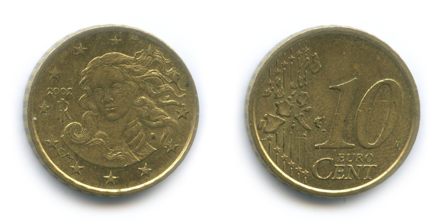 Монеты Италии регулярного выпуска образца 2002 года