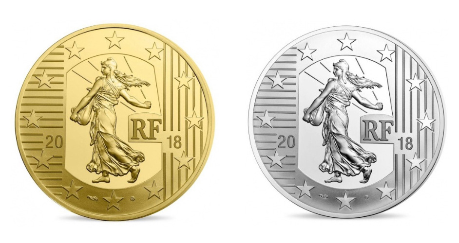 Старинные монеты на новых евро Франции