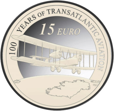 15 евро в честь трансатлантического перелета Олкока и Брауна