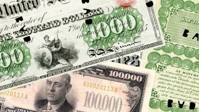 1000, 10000 и 100000 долларов США