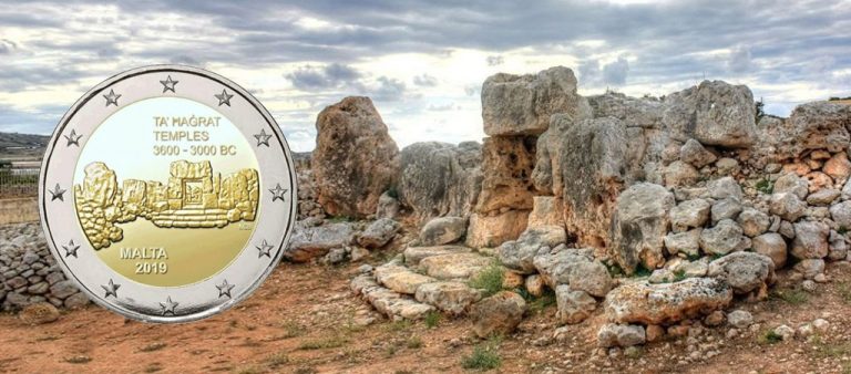 Мегалитический храм Та’ Хаджрат на €2 Мальты Мегалитический храм Та’ Хаджрат на €2 Мальты